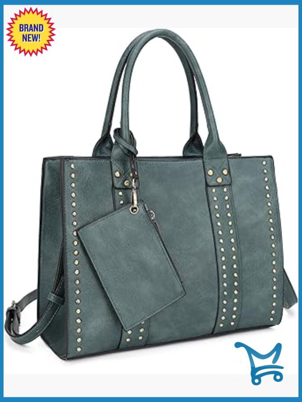 Faux Leather Satchel Purse with CCW Pocket, Adjustable Strap, Stud Details